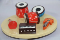 Channapatna Wooden Musician Set of 6 with Base – Handcrafted Musical Figurines Wooden Lacquerware&toys