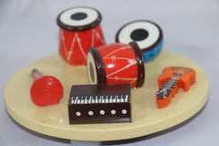 Channapatna Wooden Musician Set of 6 with Base – Handcrafted Musical Figurines