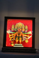 Wooden Panchamukha Hanuman Frame with Light – Sacred Home Temple Decor