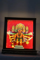 Wooden Panchamukha Hanuman Frame with Light – Sacred Home Temple Decor Wooden Lacquerware