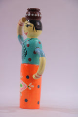 Chennapatnam Wooden Milk Woman Statue – Artisan Crafted Decor