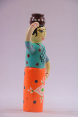Chennapatnam Wooden Milk Woman Statue – Artisan Crafted Decor