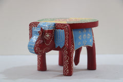 Wooden Elephant Motif Stool – Colorful Hand-Painted Furniture Piece