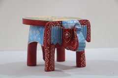 Wooden Elephant Motif Stool – Colorful Hand-Painted Furniture Piece