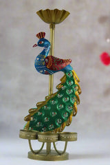 Iron Multicolour Peacock Deepam Stand Accessories