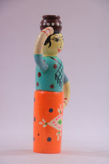 Chennapatnam Wooden Milk Woman Statue – Artisan Crafted Decor