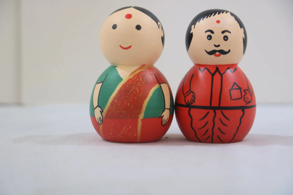 Traditional Couple Dolls in Non-Toxic Green – Perfect Cultural Decor BHARAT HANDICRAFTS