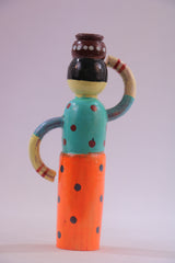 Chennapatnam Wooden Milk Woman Statue – Artisan Crafted Decor