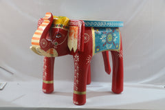 Wooden Hand-Painted Elephant Stool – Decorative Accent Furniture