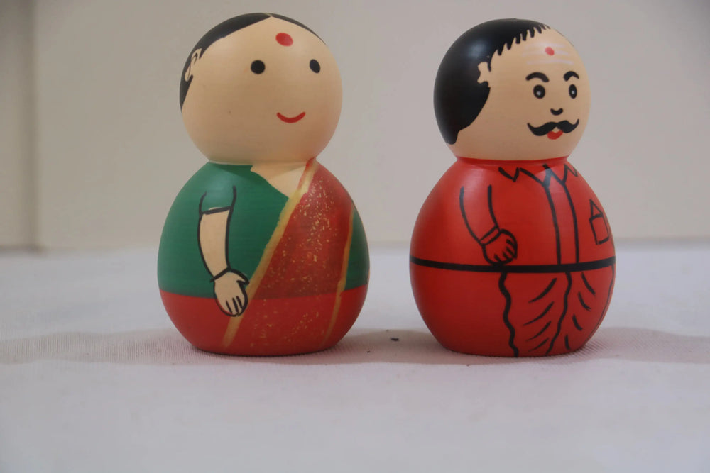 Traditional Couple Dolls in Non-Toxic Green – Perfect Cultural Decor BHARAT HANDICRAFTS