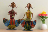 Iron Hand Painted Lady Musicians Set Of 2