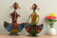 Iron Hand Painted Lady Musicians Set Of 2 Iron Decorative
