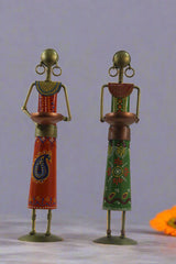 Iron Figurine Tagari Doll Light Candle Holder Set of 2