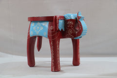 Wooden Elephant Motif Stool – Colorful Hand-Painted Furniture Piece