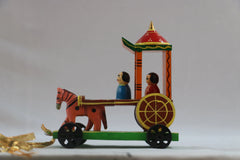 Hand-Painted Wooden Horse Chariot – Traditional Decorative Rath Balaji varanasi