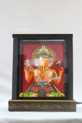 Handcrafted Ganesh Frame with LED Lighting – Modern Pooja Room Décor Wooden Lacquerware