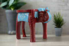 Wooden Elephant Motif Stool – Colorful Hand-Painted Furniture Piece