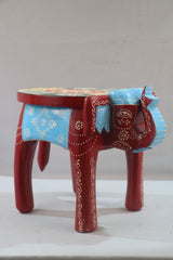 Wooden Elephant Motif Stool – Colorful Hand-Painted Furniture Piece