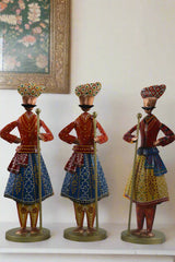 Iron Hand Painted Rajasthani Sardar Mens Decorative Showpieces