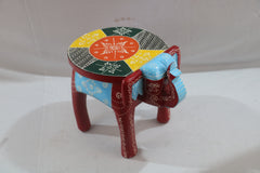 Wooden Elephant Motif Stool – Colorful Hand-Painted Furniture Piece
