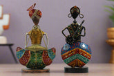 Iron Hand Painted Pair Musicians Set Of 2