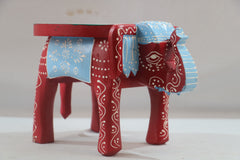 Wooden Elephant Motif Stool – Colorful Hand-Painted Furniture Piece