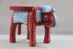 Wooden Elephant Motif Stool – Colorful Hand-Painted Furniture Piece