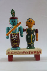 Handcrafted Wooden Radha Krishna Sculpture – Authentic Chennapattnam Art Wooden Lacquerware&toys
