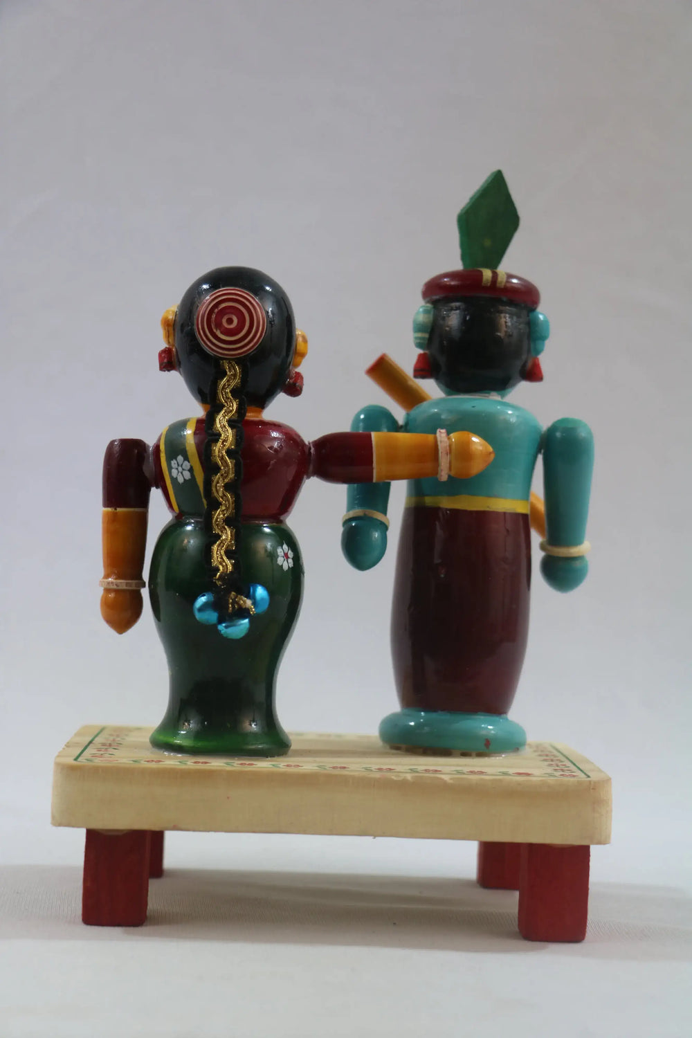 Handcrafted Wooden Radha Krishna Sculpture – Authentic Chennapattnam Art Wooden Lacquerware&toys