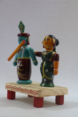 Handcrafted Wooden Radha Krishna Sculpture – Authentic Chennapattnam Art