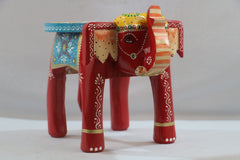 Wooden Hand-Painted Elephant Stool – Decorative Accent Furniture