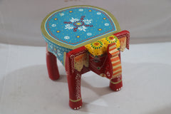 Wooden Hand-Painted Elephant Stool – Decorative Accent Furniture