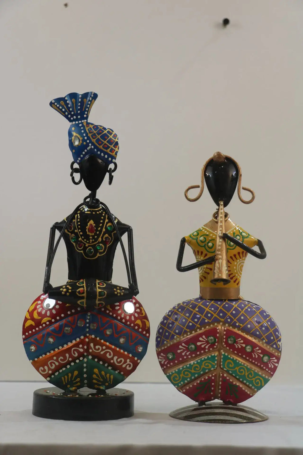 Iron Hand Painted Pair Musicians Set Of 2 Iron Decorative