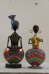 Iron Hand Painted Pair Musicians Set Of 2