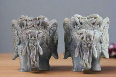Pair of Elephants in Soft Stone – Intricate Jali Carving Handcrafted Artwork