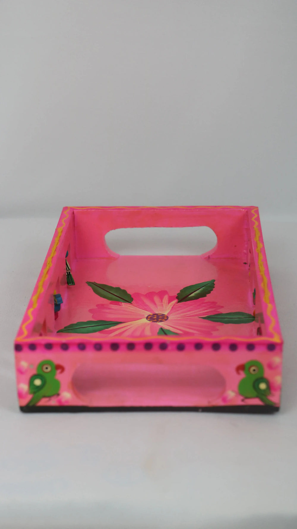 Artisan Hand-Painted Tray – Wooden Decorative Tray for Tea & Snacks Wooden Lacquerware