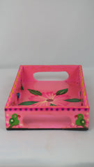 Artisan Hand-Painted Tray – Wooden Decorative Tray for Tea & Snacks Wooden Lacquerware