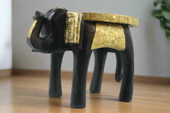 Colorful Elephant Stool – Hand-Painted Wooden Home Decor