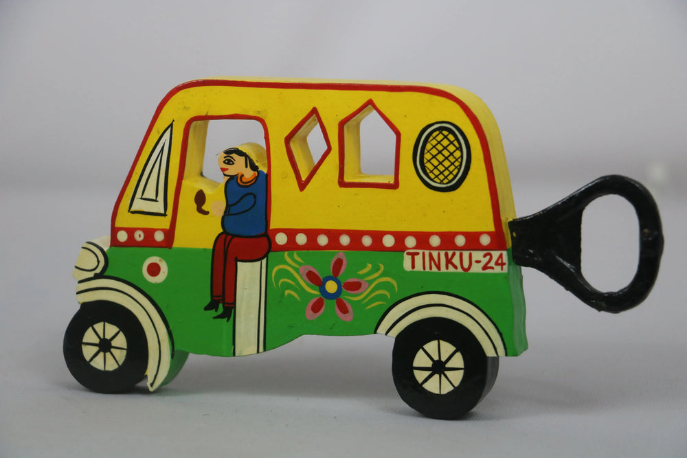Wooden Auto Opener – Artisan-Made Rickshaw Design Bottle Opener Balaji varanasi