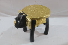 Colorful Elephant Stool – Hand-Painted Wooden Home Decor