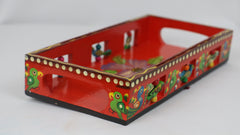 Artisan Hand-Painted Tray – Wooden Decorative Tray for Tea & Snacks