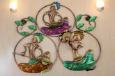 Iron Hand-painted 3 Antique Musicians Wall Decor Hanging Iron Decorative