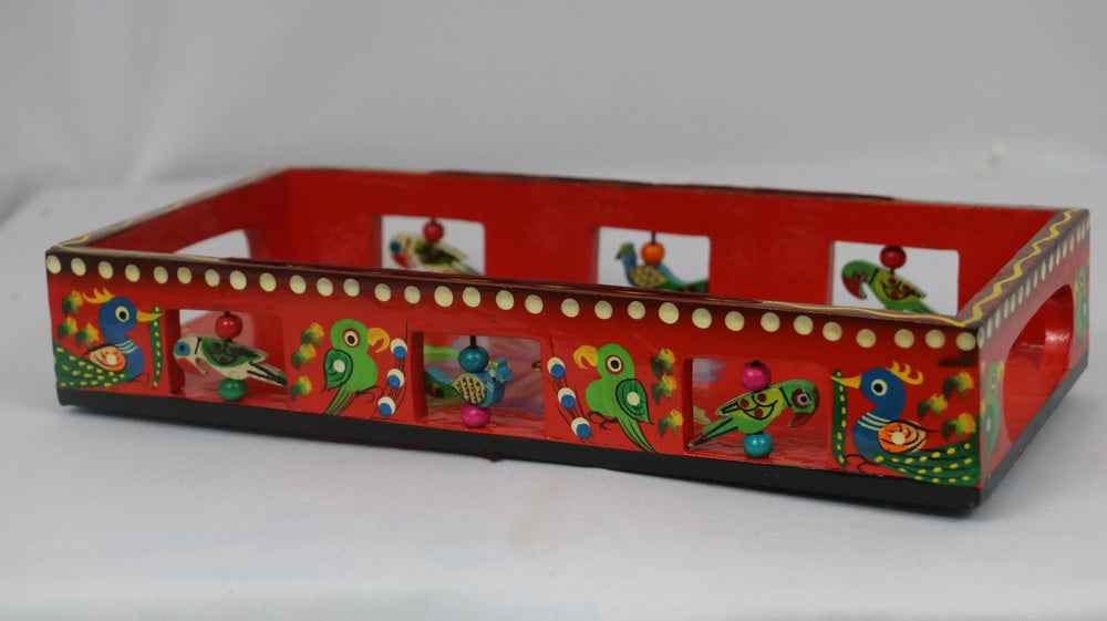 Artisan Hand-Painted Tray – Wooden Decorative Tray for Tea & Snacks Wooden Lacquerware