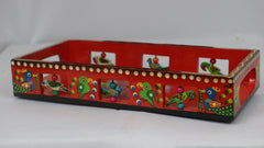 Artisan Hand-Painted Tray – Wooden Decorative Tray for Tea & Snacks