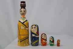 Handcrafted Wooden Nesting Doll Set – Cute Girls Design
