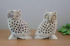 Handcrafted Pair of Owls – Intricate Jali Art Decorative Figurines Bachcha Lal