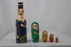 Handcrafted Wooden Nesting Doll Set – Cute Girls Design