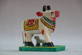 Handcrafted Cow with Baby – Wooden Painted Indian Sacred Animal Idol