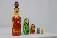 Handcrafted Wooden Nesting Doll Set – Cute Girls Design Balaji varanasi