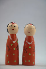 Wooden Girl Peg Doll – Handmade with Non-Toxic Paint Wooden Lacquerware&toys